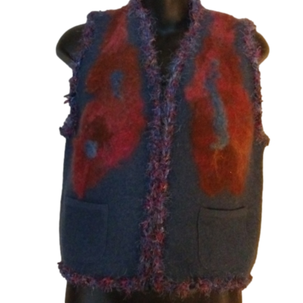 Geoffrey Beene 100%wool vest, has been redone from a felt artist. Size medium.